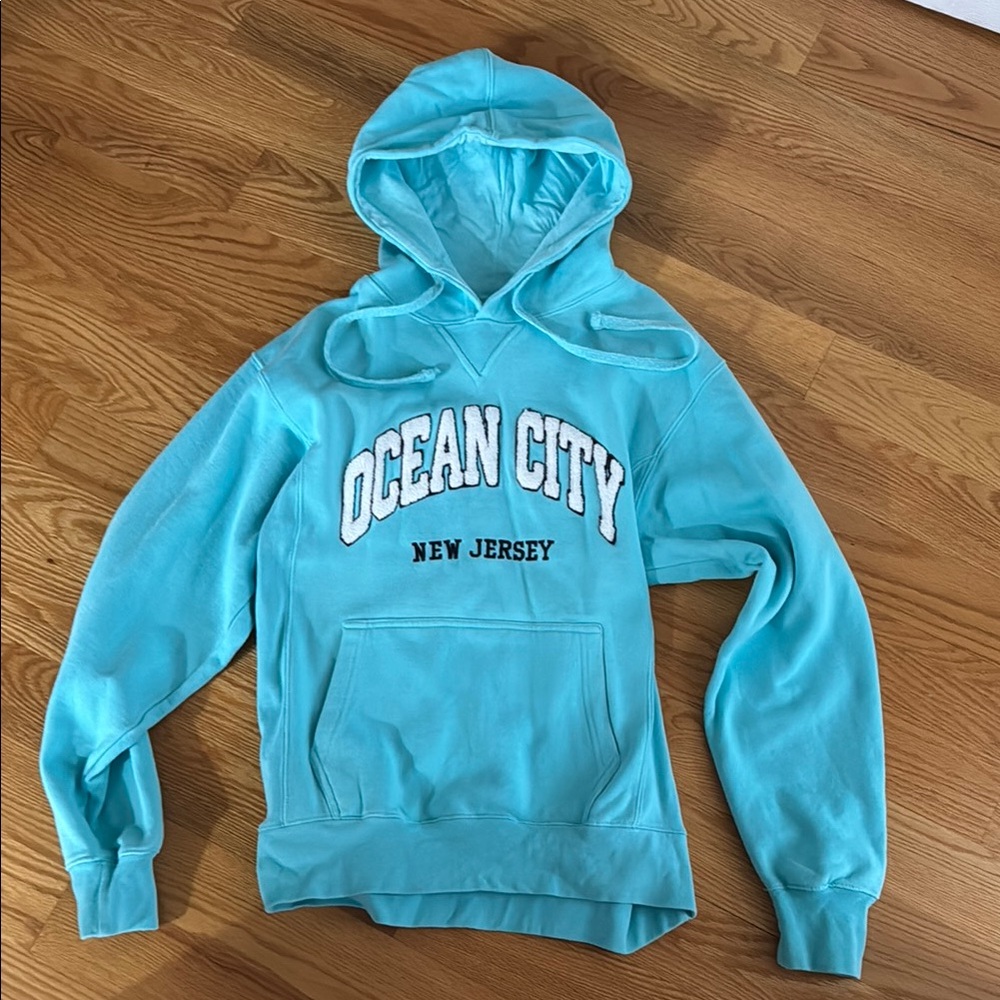 Ocean City New Jersey Hoodie Small Aqua